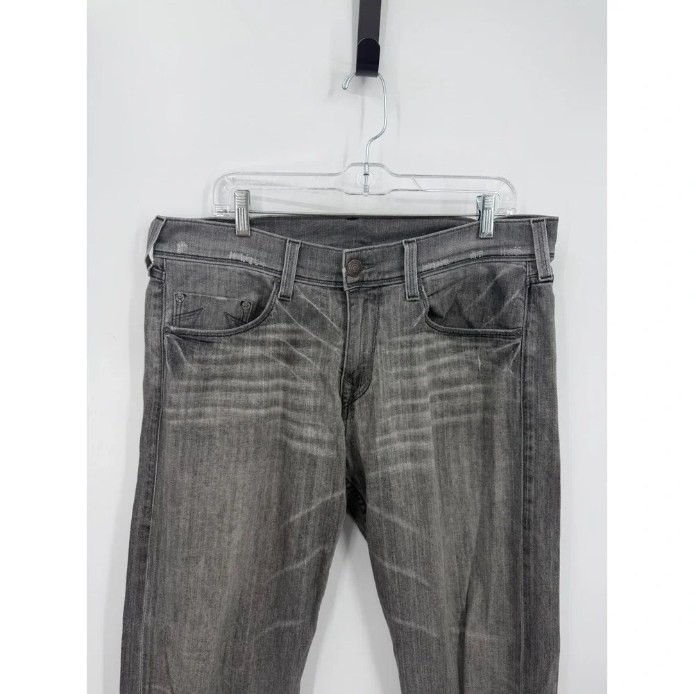 True Religion Danny Straight Jeans Mens 33 Gray Faded Whiskered MAXT36U24